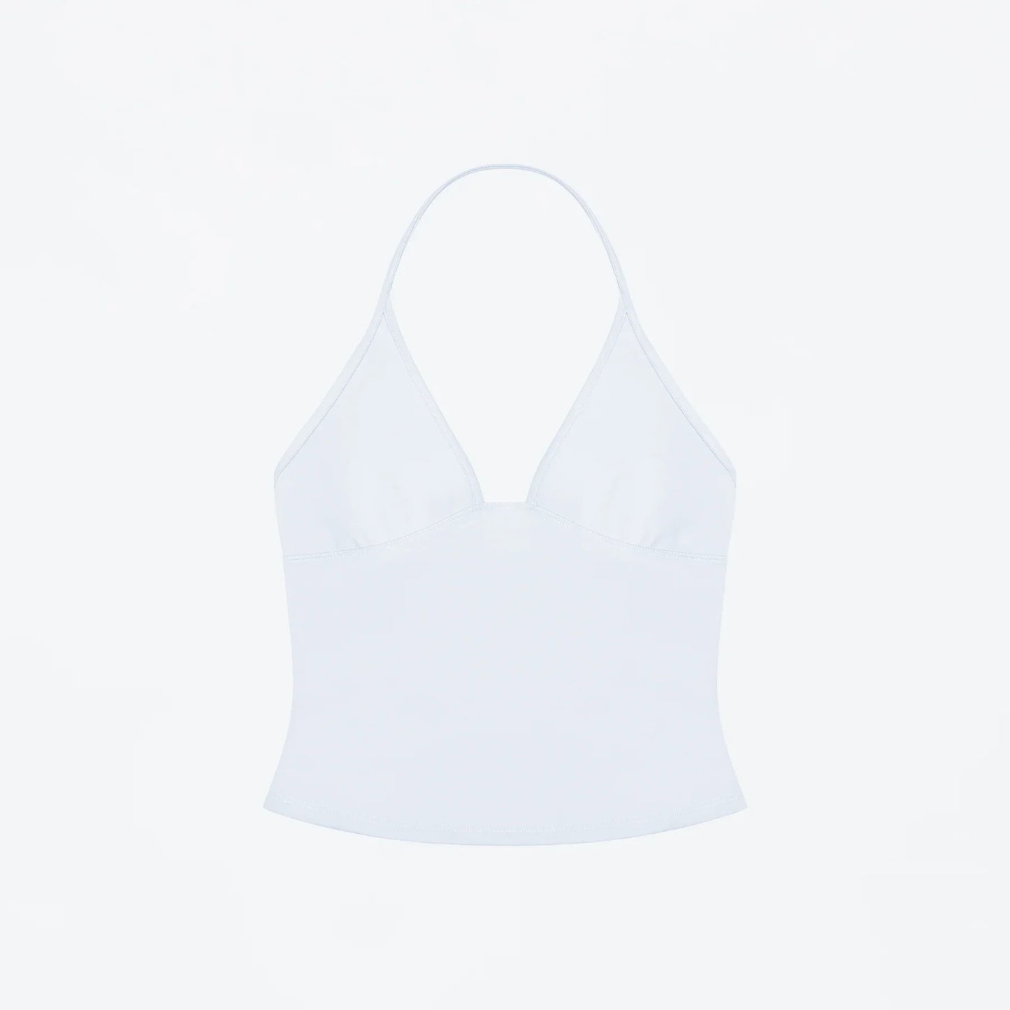 Women’s Halter Neck Tank Top – Deep V-Neck, Slim Fit, Cropped Sleeveless Camisole, Retro Style