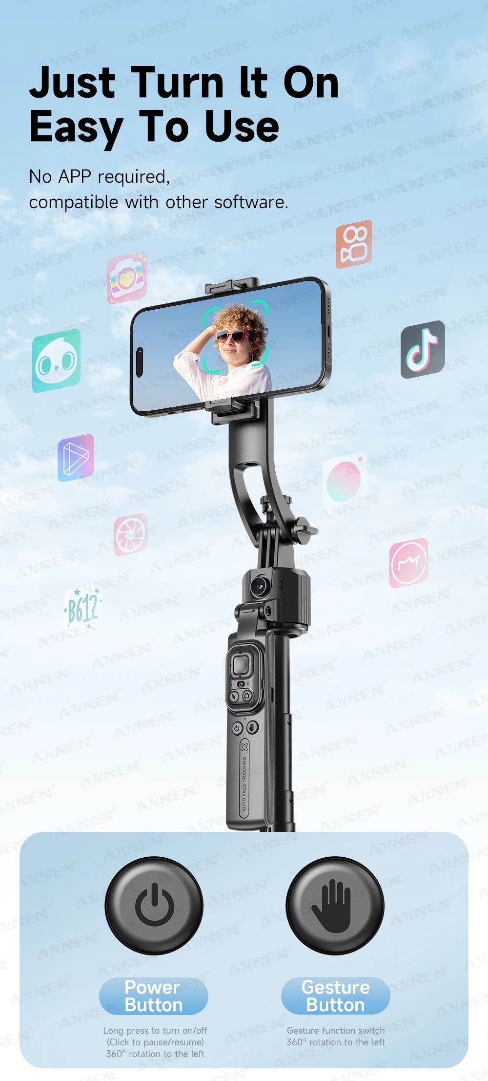 AI Face-Tracking Selfie Stick Tripod with Bluetooth Remote