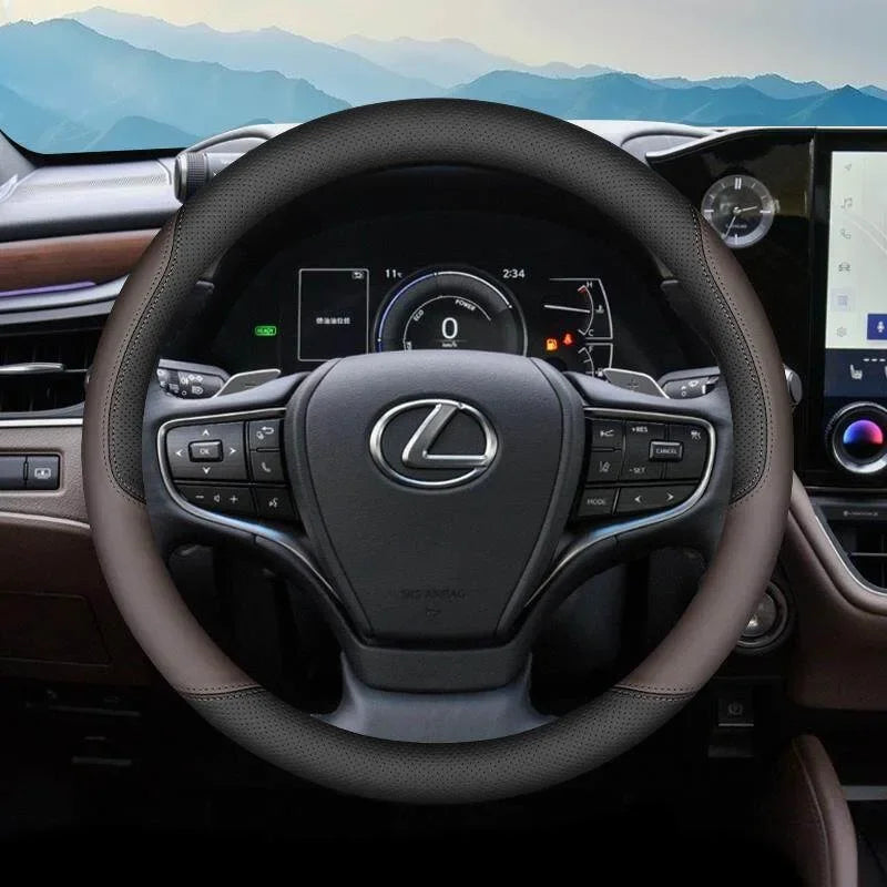 Faux Leather Steering Wheel Cover for 37–38 cm Wheels