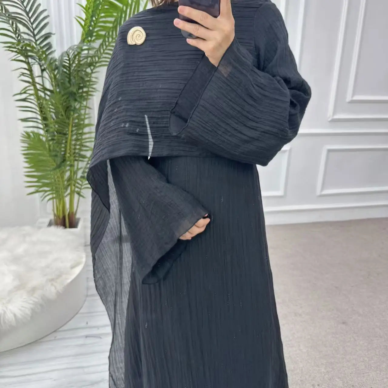 Women’s Two-Piece Modest Cardigan Set – Elegant Middle East Islamic Abaya Dress for Ramadan & Eid