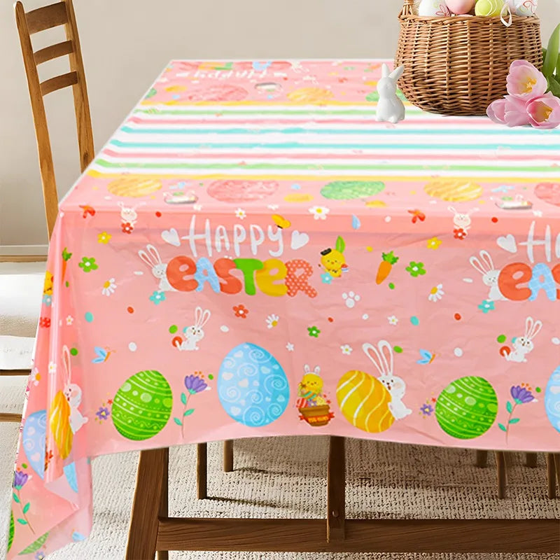 Easter Bunny Tablecloth Happy Easter Decoration For Home 2025 Easter Rabbit Eggs Easter Spring Themed Party Supplies Decoration