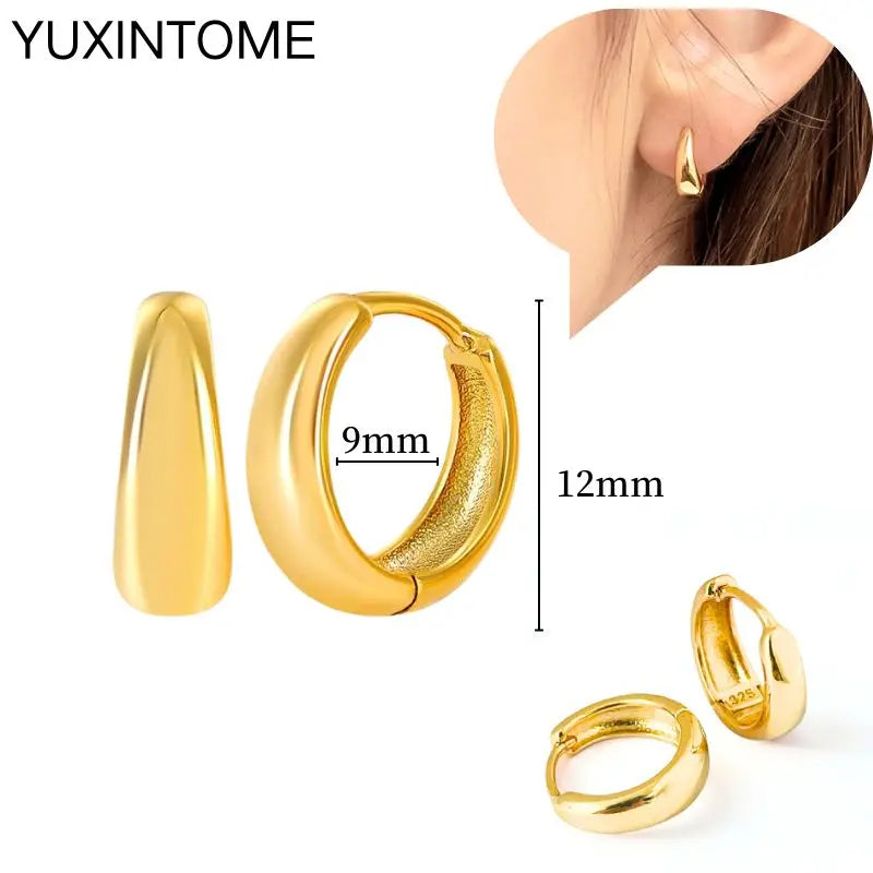 925 Sterling Silver Multi-Turn Hoop Earrings with White Zircon, Fashion Punk Jewelry for Women
