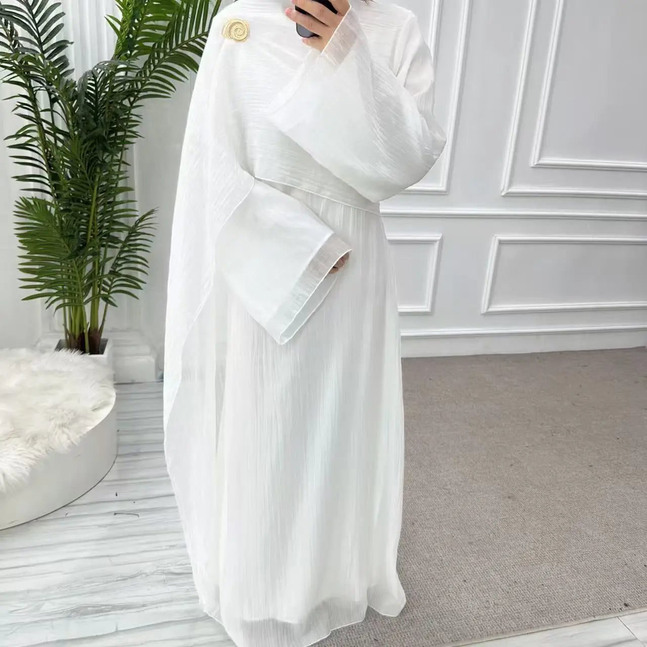 Women’s Two-Piece Modest Cardigan Set – Elegant Middle East Islamic Abaya Dress for Ramadan & Eid