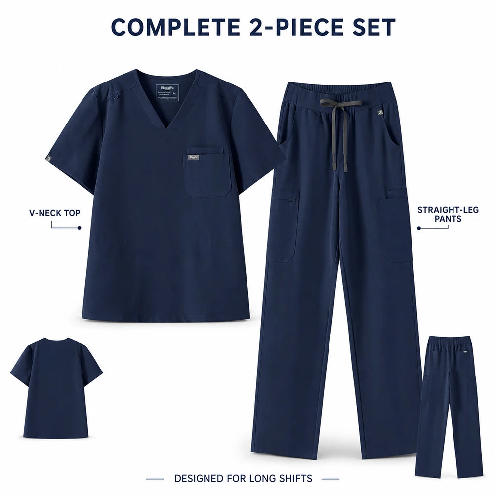 Men's Silver Ion Antibacterial Scrubs Set — Soft Stretch 2-Piece Medical Uniform