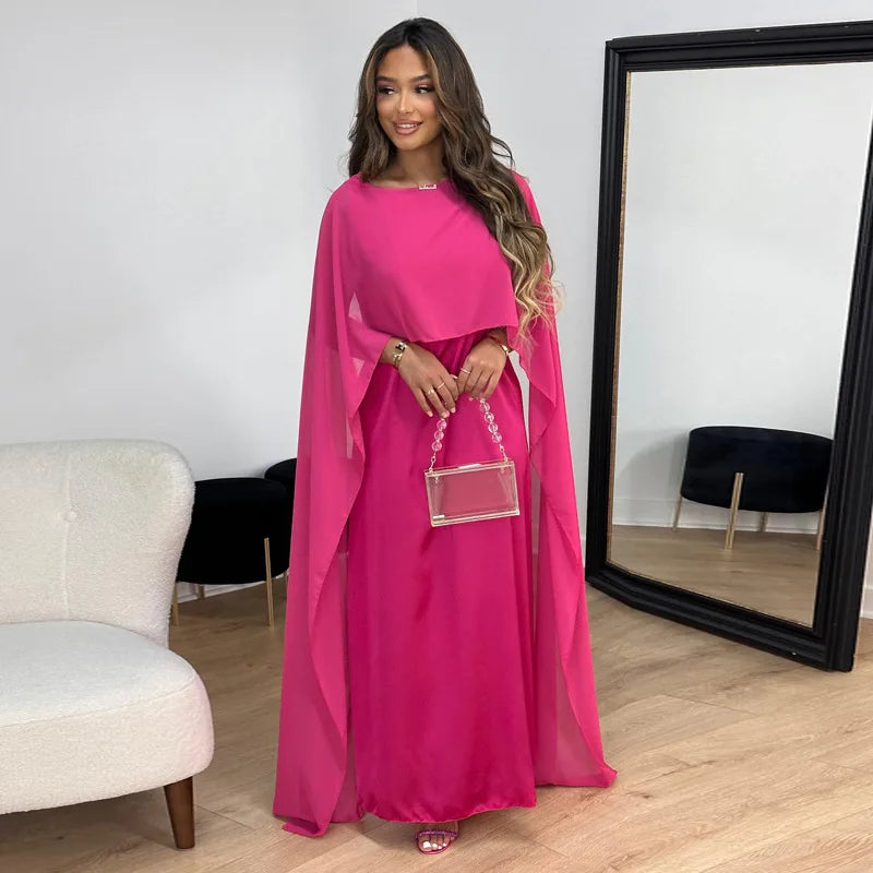 Women's Round Neck Loose Robe Chiffon Long Dress