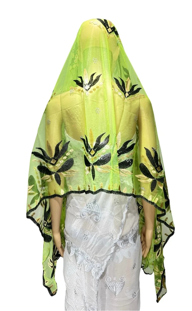 Women's Embroidered Voile Hijab Scarf