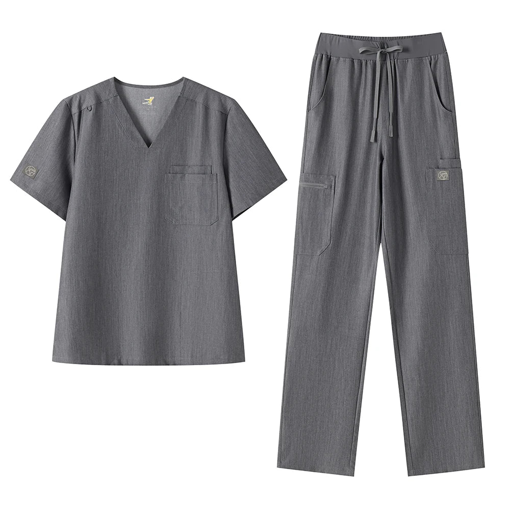 Men's Silver Ion Antibacterial Scrubs Set — Soft Stretch 2-Piece Medical Uniform