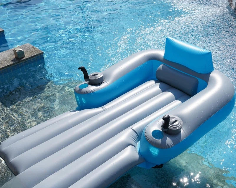 Inflatable Motorized Pool Lounger with Dual-Motor Propeller