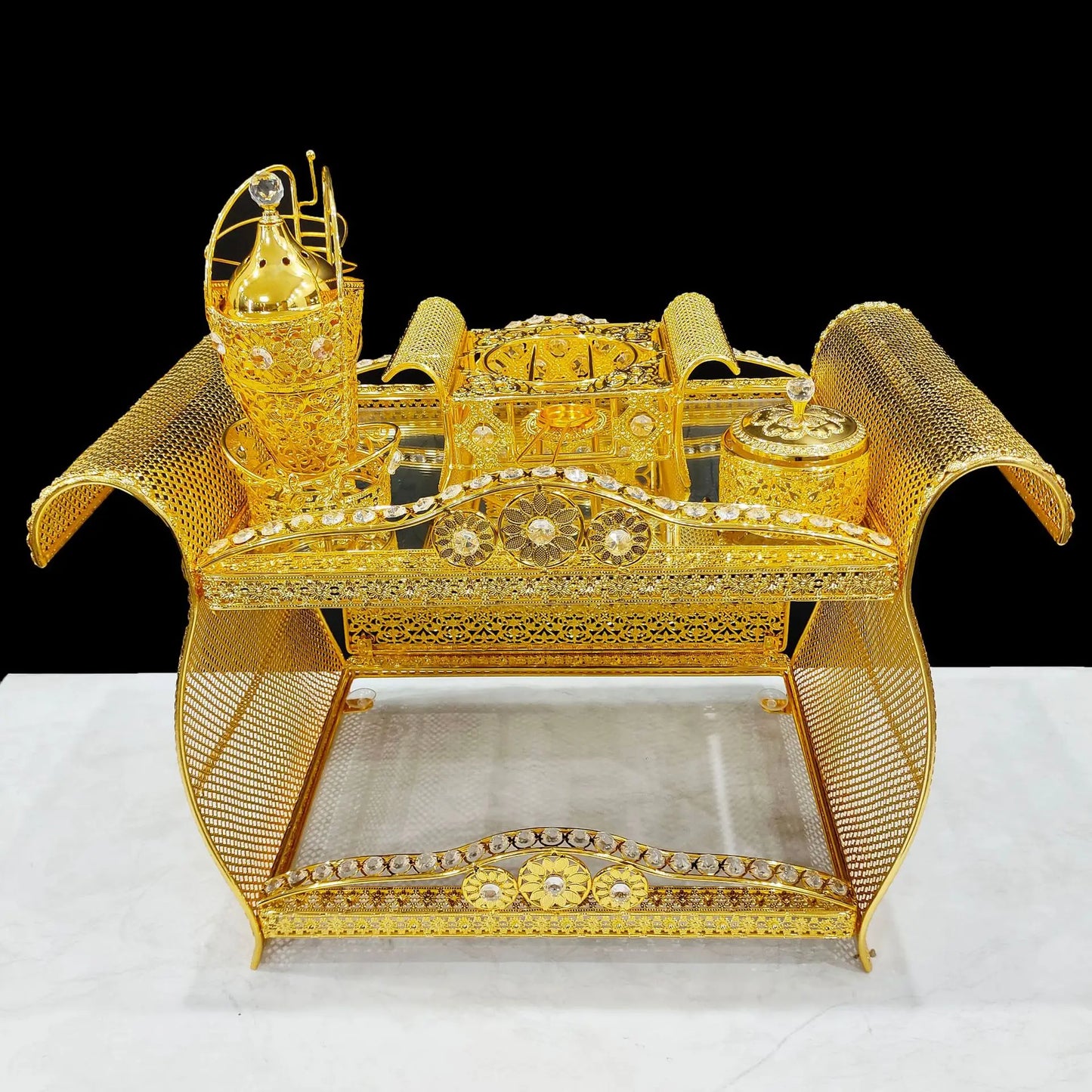 Middle Eastern Arabian Popular Eritrea Ethiopia Habesha Luxury Incense Burner – Aromatherapy Coffee Table Metal Ornament Set for High-End Home Décor