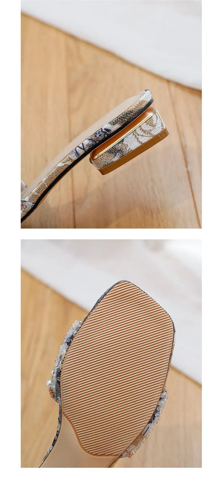 Women’s Rhinestone Slippers – Peep Toe Summer Sandals, Comfortable Chunky Heel Fashion Shoes