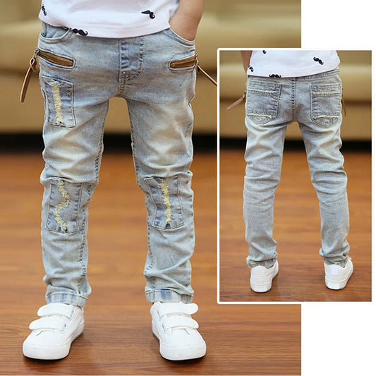4-11 Years IENENS Kids pants Boys Jeans Baby Clothes Classic Pants Children Denim Clothing Infant Casual Bow boy Bottoms Trousers