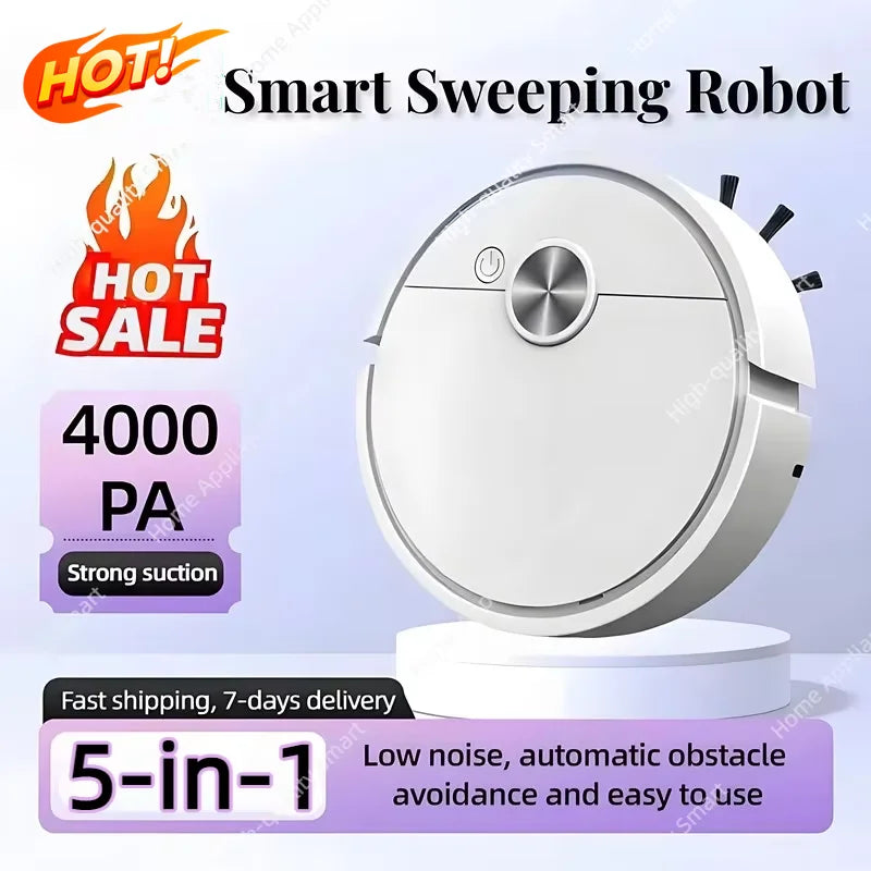 Automatic Robot Vacuum Cleaner 5-in-1 – Smart Sweeper, Mop & Mini Cleaning Machine with USB Charging for Home (2026 Model)