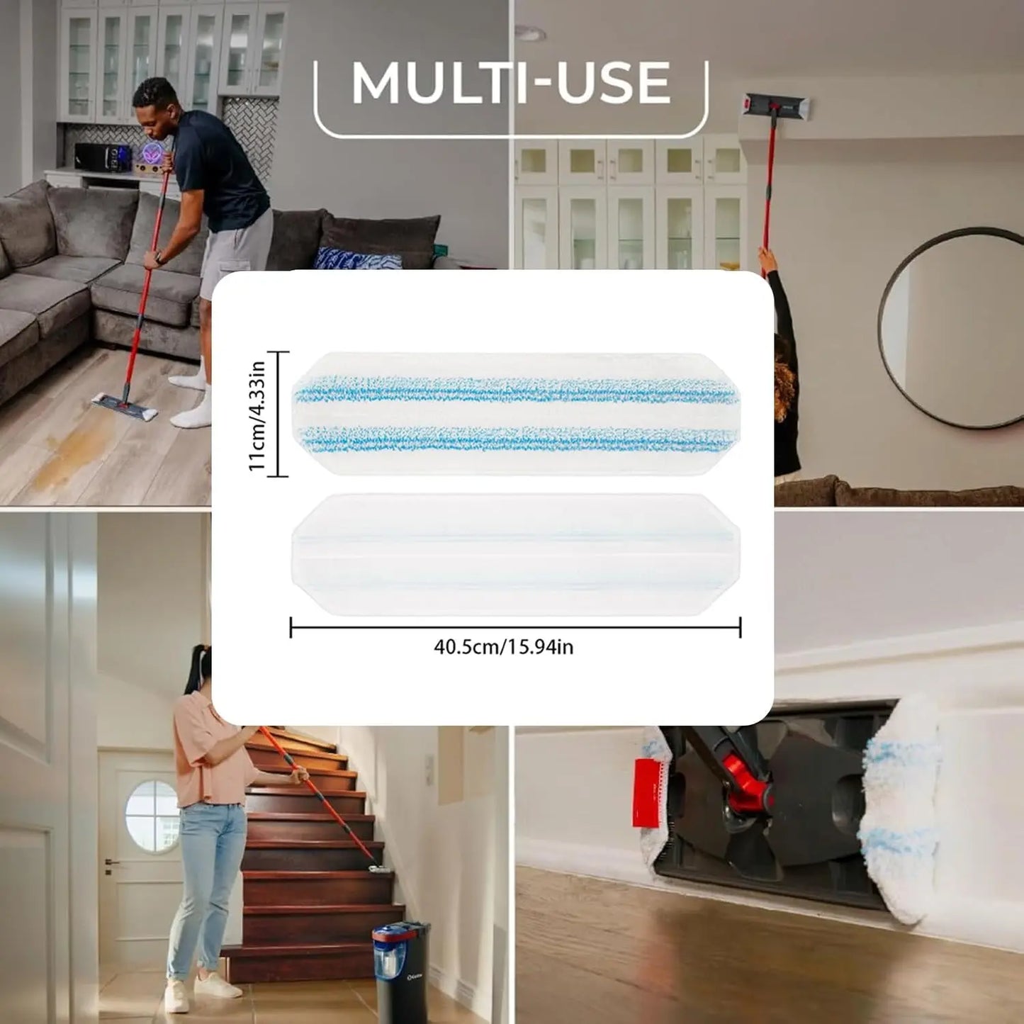 Flat Microfiber Mop Head Refill – Compatible with O-Cedar H2PrO & Vileda H2PrO, Machine-Washable Mop Cloth, Removes 99% of Bacteria
