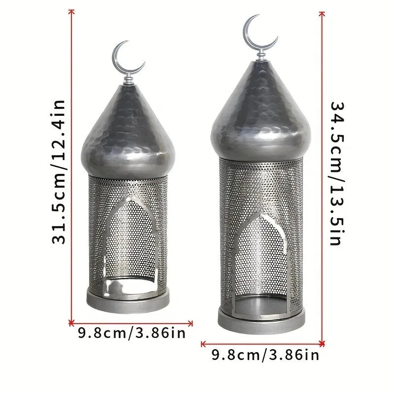 European Style Iron Hollow Wind Light Candle Holder – Ramadan & Eid Islamic Décor, Holiday Lantern for Christmas, Halloween, Parties, Home Decoration & Photography Props