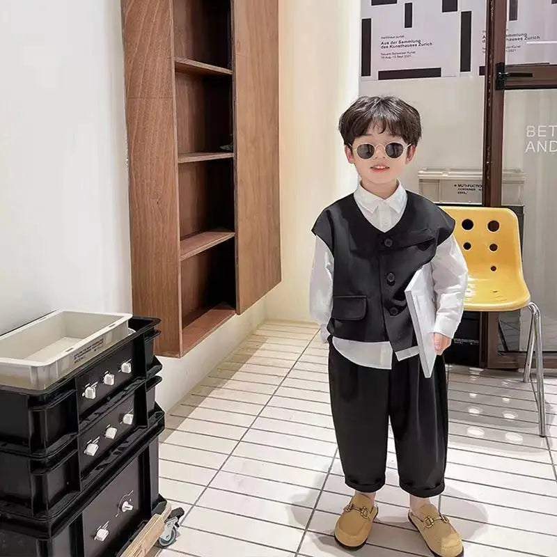 Boys 3-Piece Streetwear Clothing Set — Vest, Top & Pants
