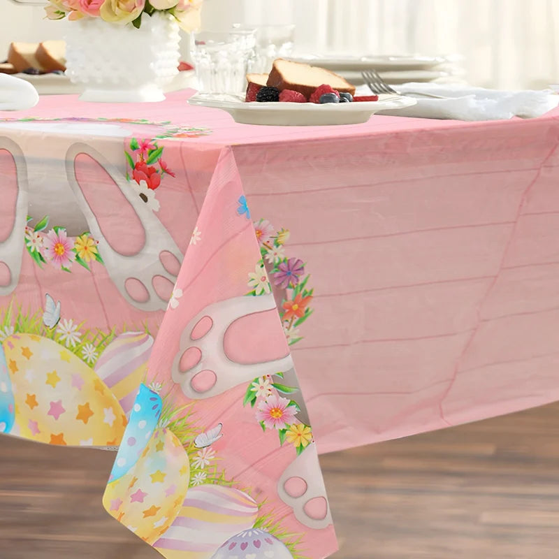 Easter Bunny Tablecloth Happy Easter Decoration For Home 2025 Easter Rabbit Eggs Easter Spring Themed Party Supplies Decoration