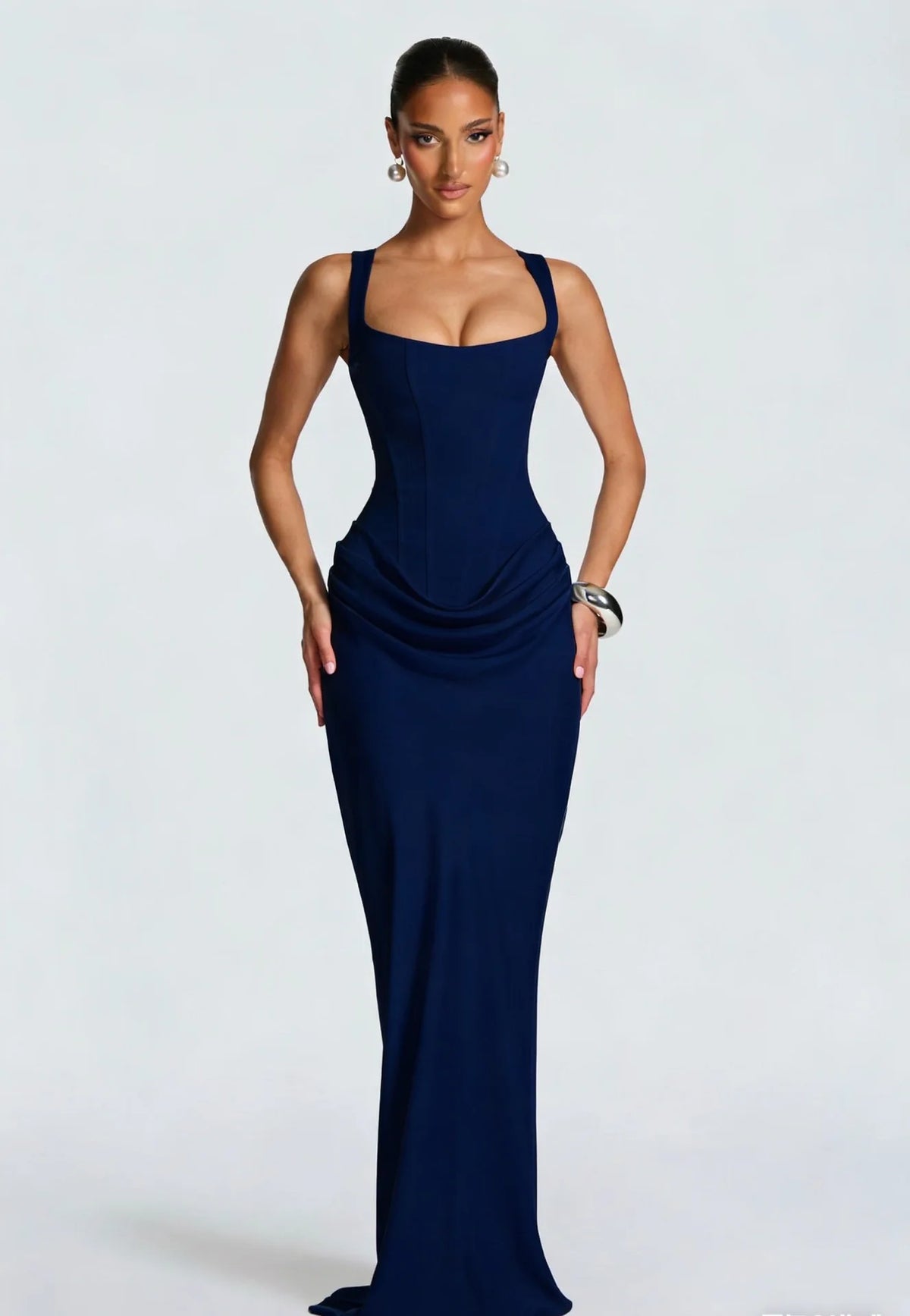 Fishbone Strap Evening Dress