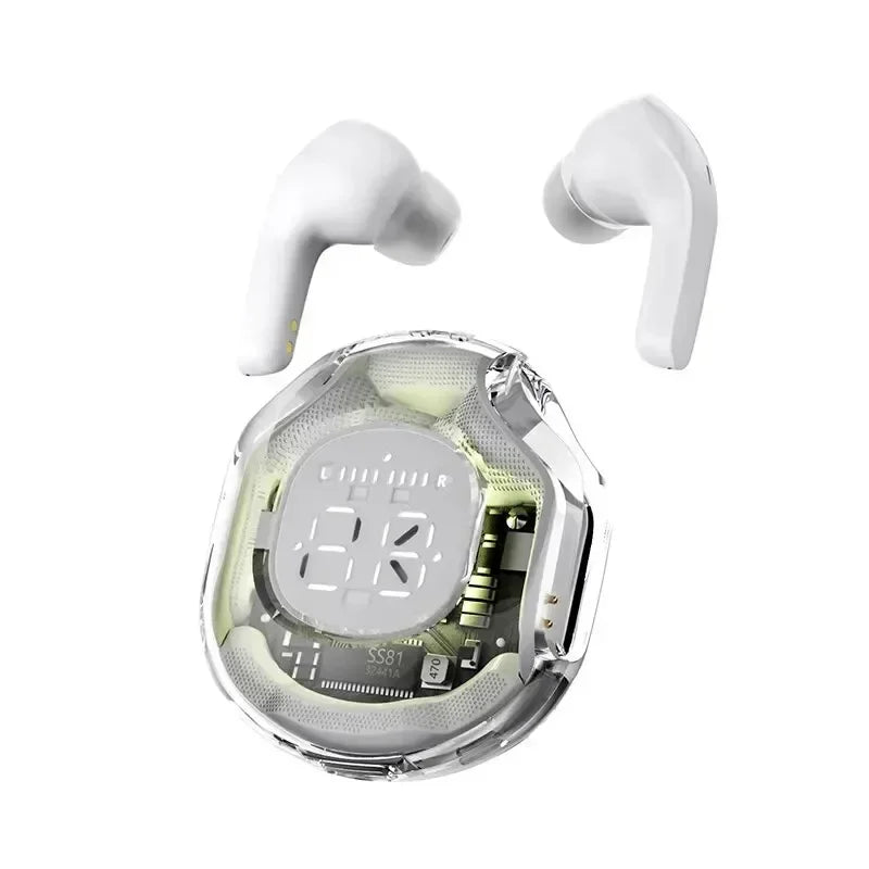 Original T8 TWS Wireless Bluetooth Earbuds with Transparent Case, ENC Noise Reduction, Digital Display & Stereo Sound – Compatible with All Smartphones