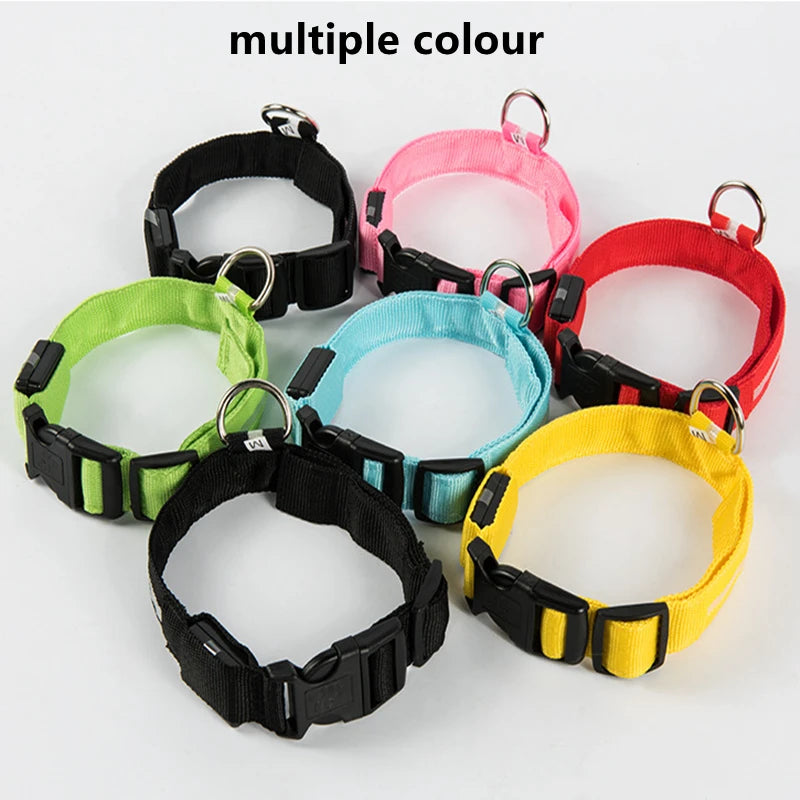 LED Glowing Dog Collar – Adjustable Rechargeable Flashing Luminous Night Safety Collar for Small Dogs