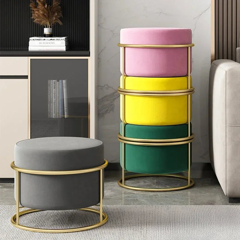 Round Stools Portable Pliant Aesthetic Morden Stools Multifunction Affordable Luxury Taburete Pegable Portatil Home Furniture