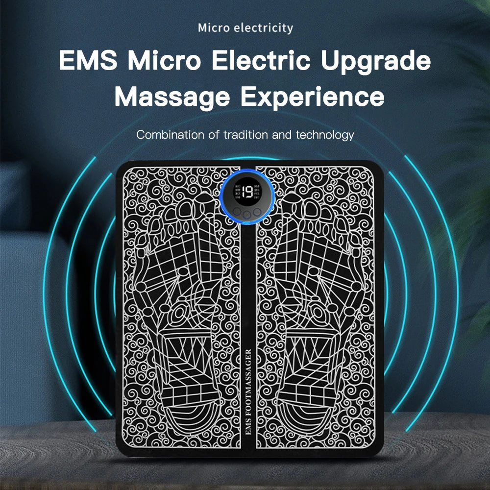 Electric Foot Massager Pad – EMS Pulse Muscle Stimulation Device for Pain Relief and Relaxation