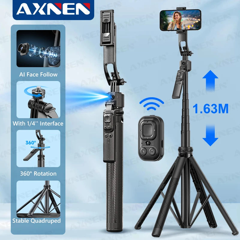 AI Face-Tracking Selfie Stick Tripod with Bluetooth Remote