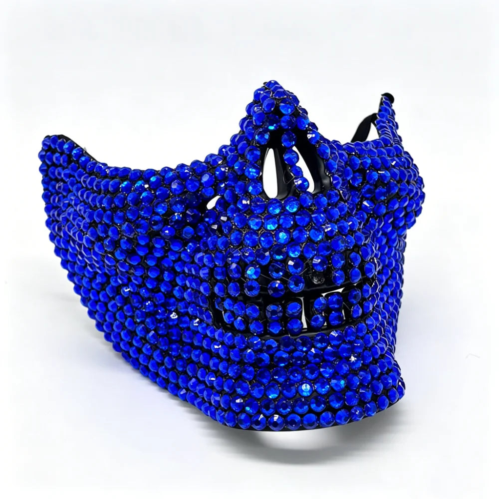 Rhinestone Skull Half-Face Costume Mask for Adults, Sparkling Gothic Punk Masquerade Accessory for Halloween, Cosplay and Themed Parties