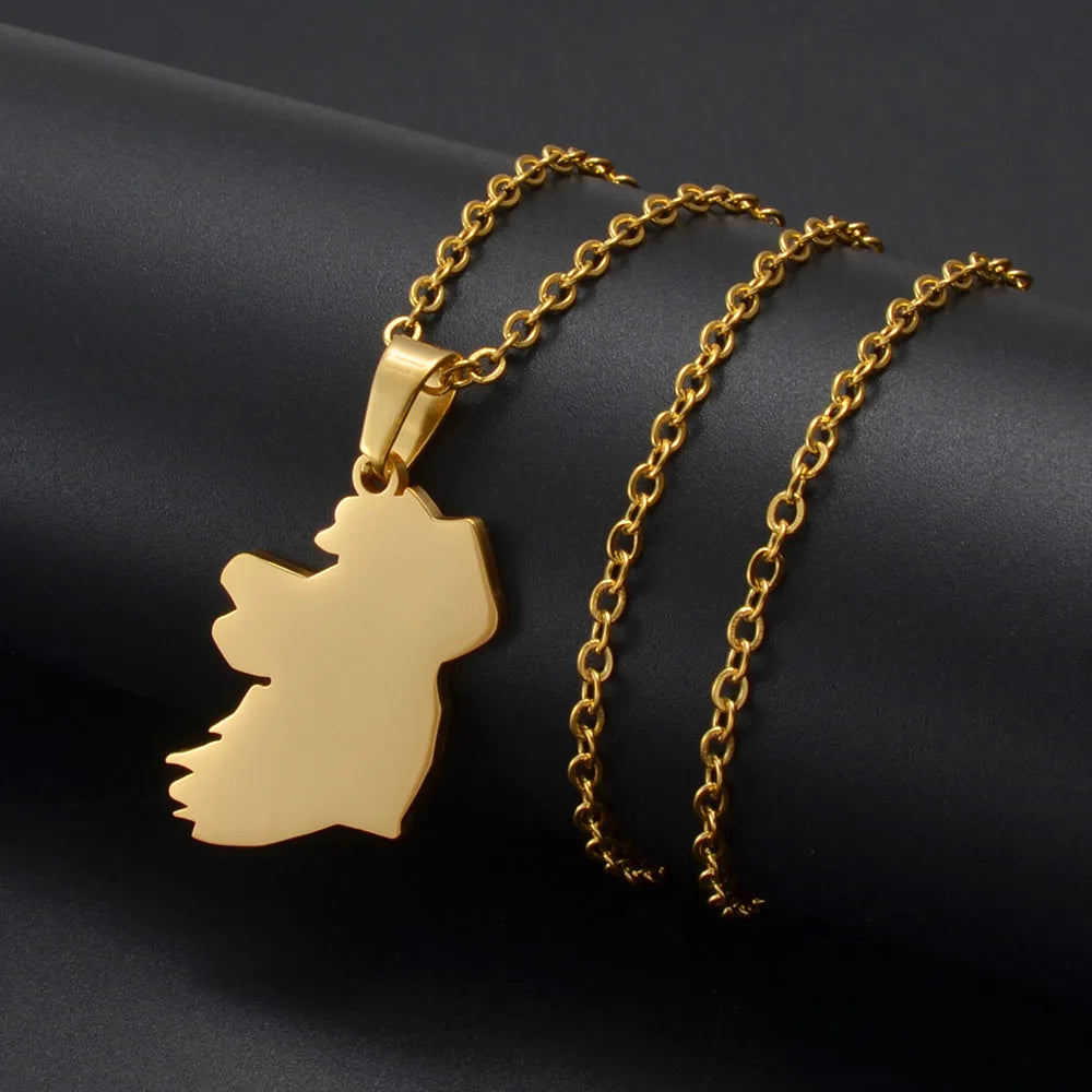 Ireland Map Pendant Necklace – Stainless Steel Éirinn Jewelry