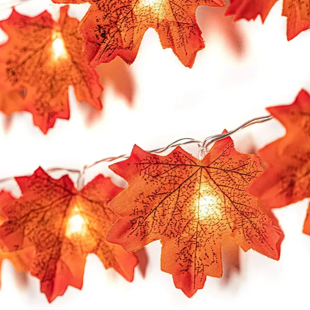 Autumn Maple Leaf LED Garland String Lights for Halloween & Christmas