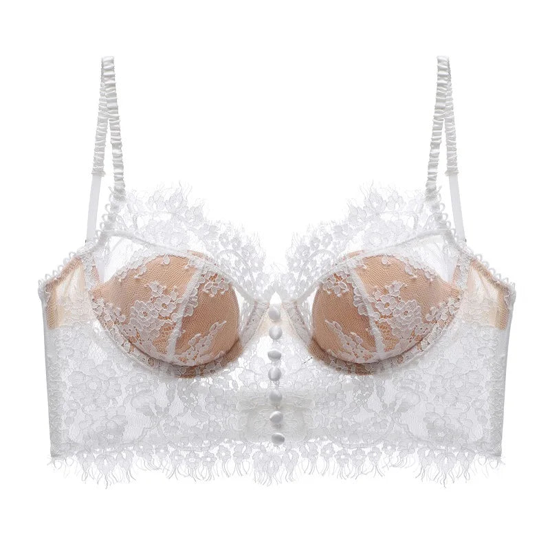 Women's Lace French Strappy Push Up Bra – Underwire, Backless, Sizes S-XL