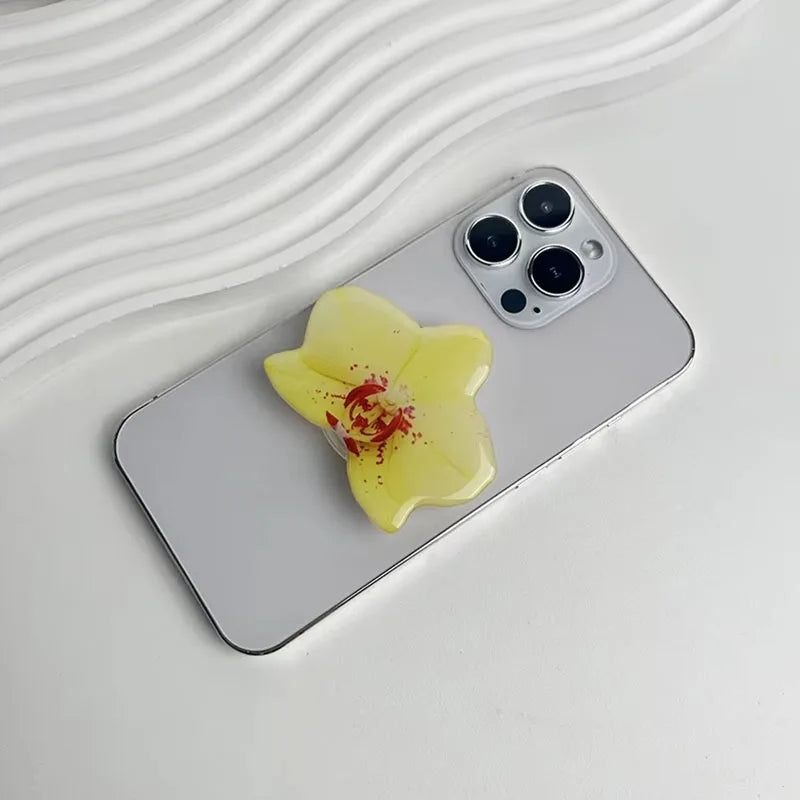 Acrylic Orchid Folding Ring Phone Holder — Grip Stand & Desktop Support