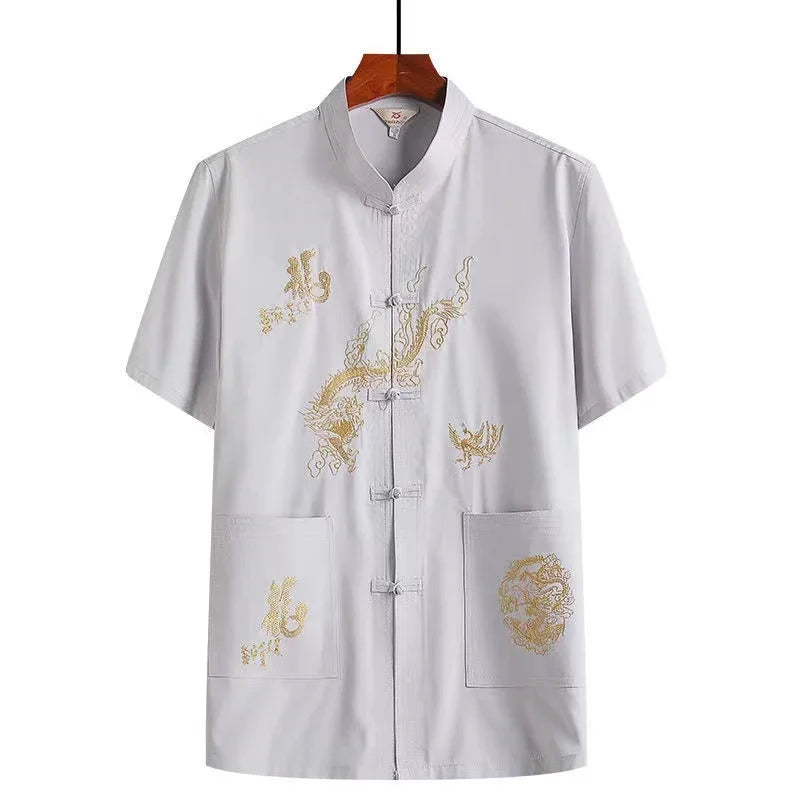 Tai Chi Clothing Men Women Traditional Chinese Kung Fu Costume Set Classic Vintage Middle-aged Elderly Fathers Tang Suit Dragon