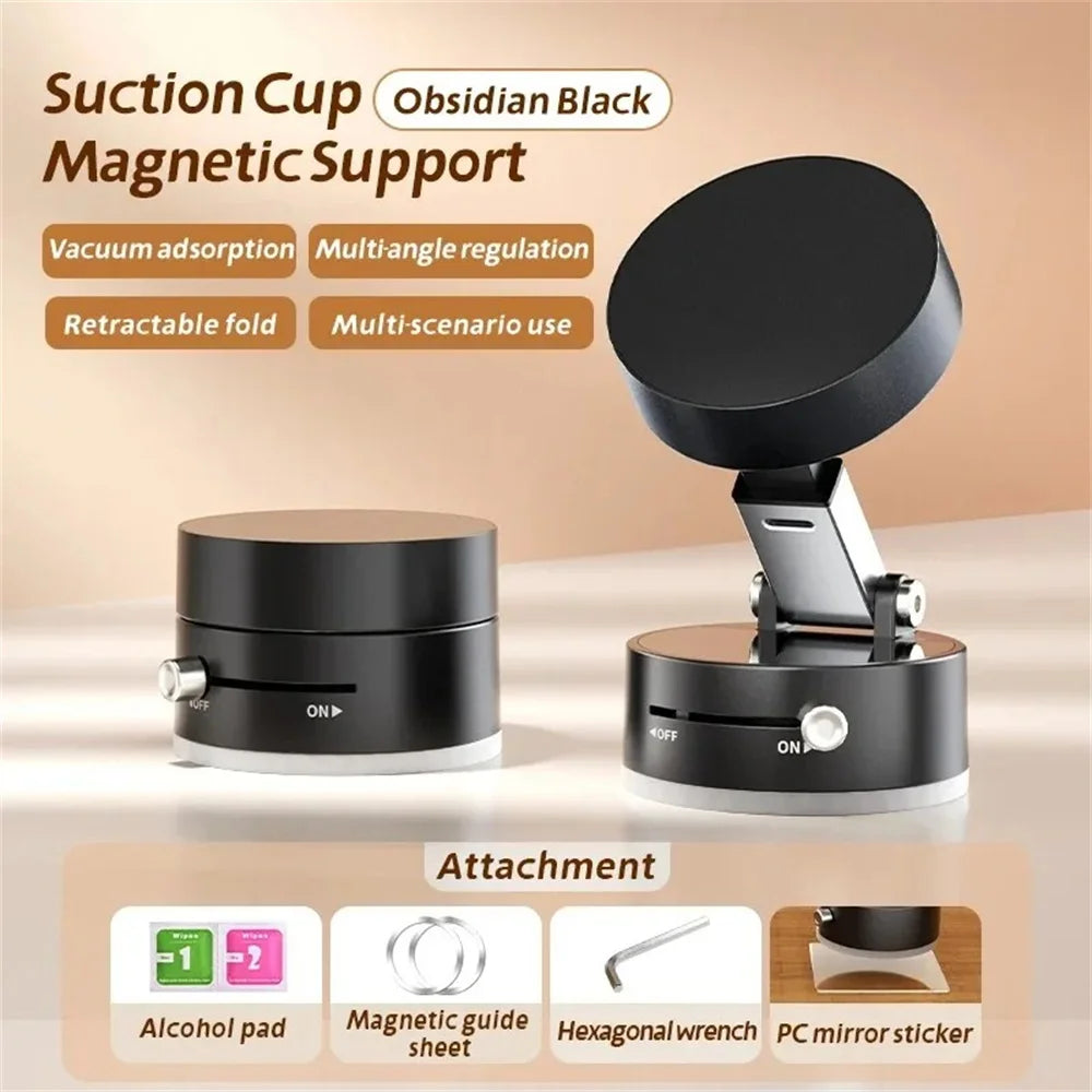 Magnetic Car Phone Holder – Foldable Dashboard Stand with 360° Rotation and Suction Cup Mount