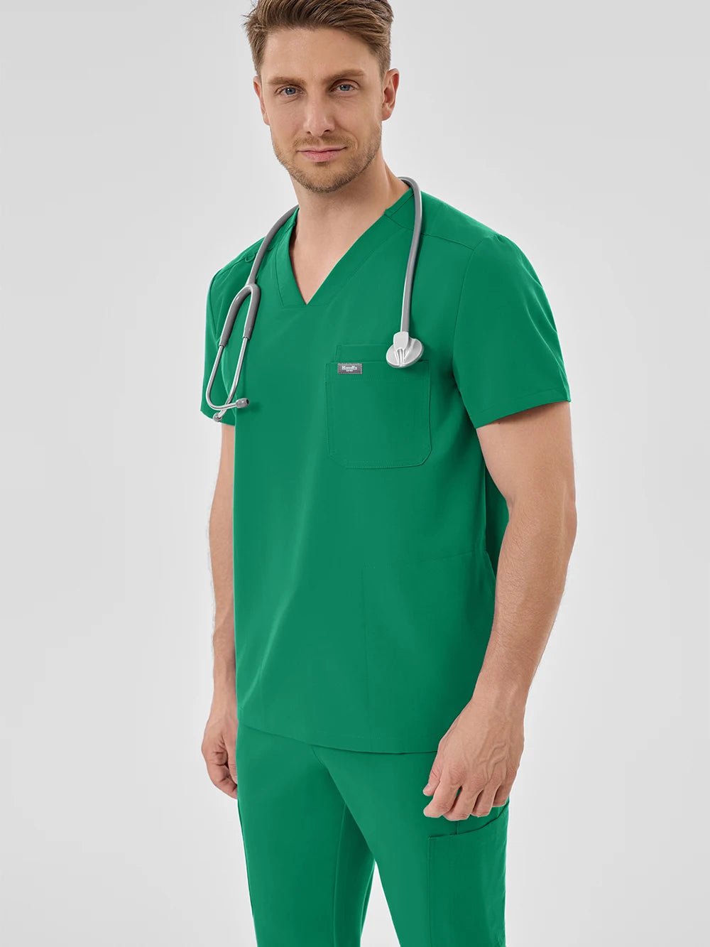Men's Fluid-Resistant Medical Scrubs Set — Soft Breathable 2-Piece Healthcare Uniform