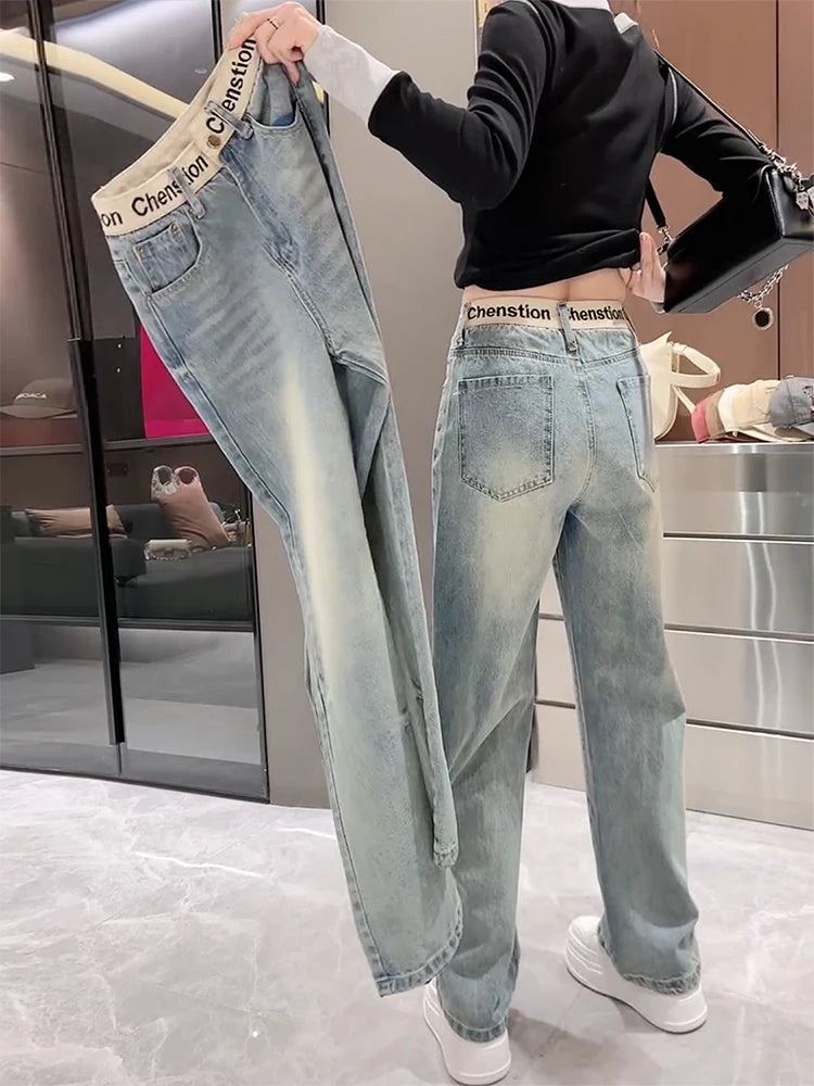 Women's Plus-size Thin Loose Wide-leg Pants jeans