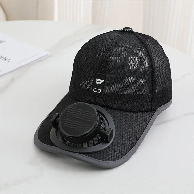 Solar Fan Baseball Cap with USB Charging — Unisex Outdoor Hat