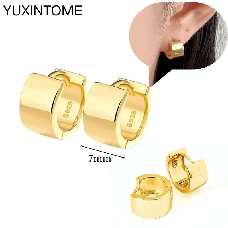 925 Sterling Silver Multi-Turn Hoop Earrings with White Zircon, Fashion Punk Jewelry for Women