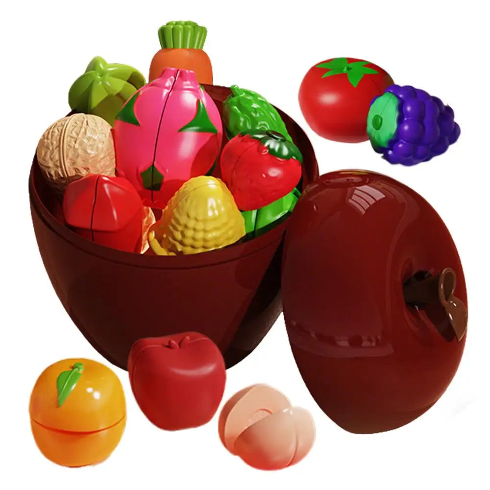 34-Piece Kids Kitchen Play Food Set – Cutting Fruits & Vegetables Toy, Educational Puzzle Playset for Boys & Girls, Gift Idea