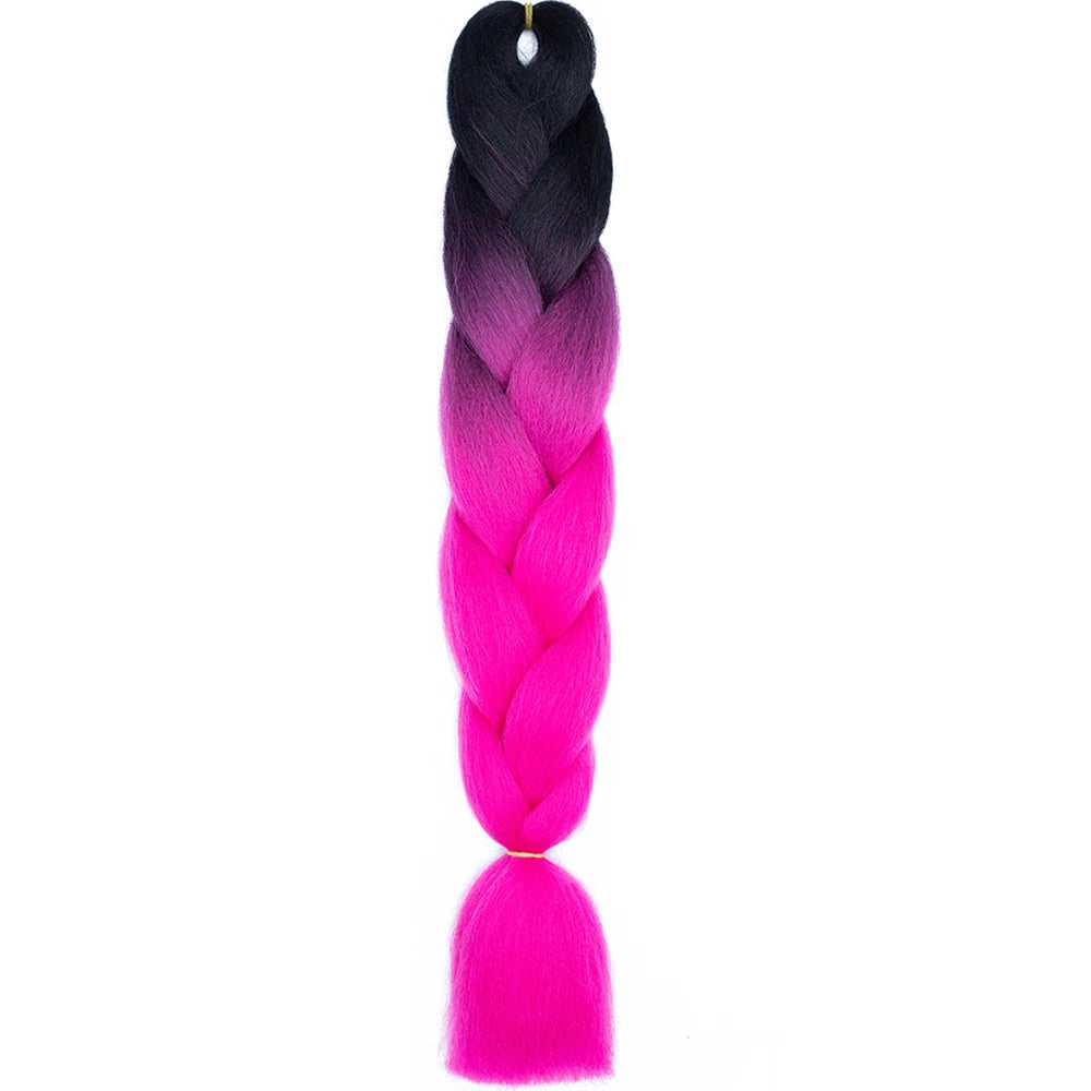 GlowStrands 24” Jumbo Braids for Kids & Adults – Ombre Kanekalon Hair Extensions, Easy Styling & Natural Feel