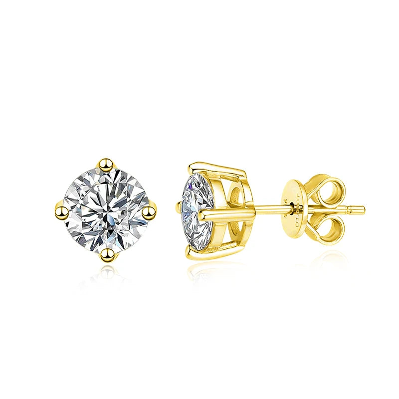 Moissanite Stud Earrings – S925 Sterling Silver Platinum-Plated Unisex Earrings