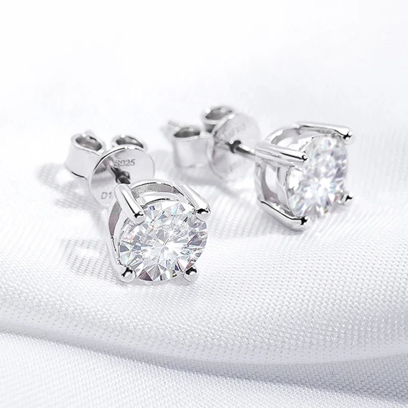 Moissanite Stud Earrings – S925 Sterling Silver Platinum-Plated Unisex Earrings