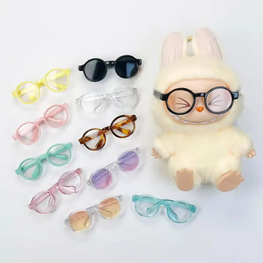 6.5cm Transparent Plastic Glasses – Doll Sunglasses for 1/8, 1/6, 1/4, and 1/3 BJD, Labubu, MSD, SD, EXO Dolls, and Plush Toys