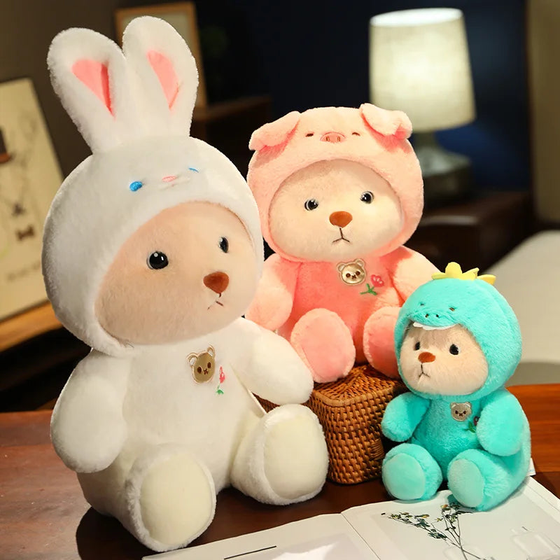 Anime Plush Toy 25/35cm – Jointed Bear, Bunny, Duck, Shark, and Pig Stuffed Animal