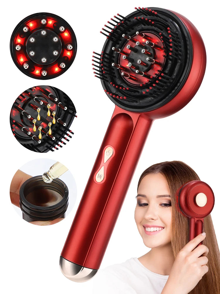 Electric Vibration Massage Comb Portable Scalp Massager with Oil Applicator, Hair Follicle Care Comb for Scalp Relaxation and Hair Care