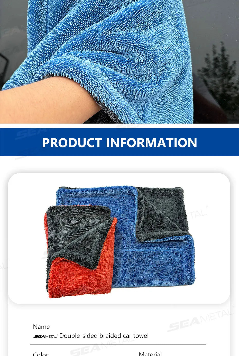 Heavy-Duty Microfiber Car Drying Towel 1200 GSM