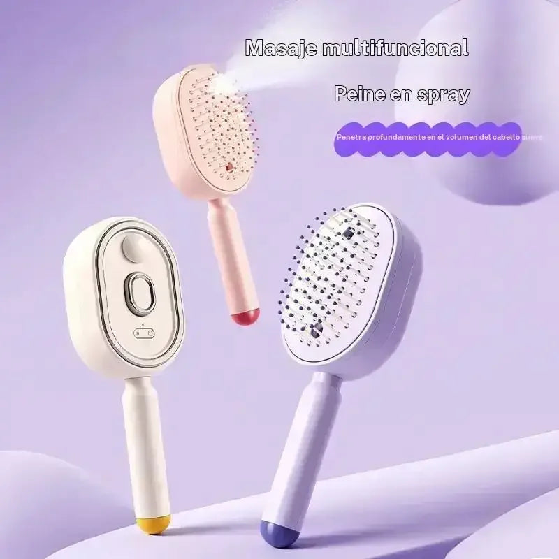 Plastic Hair Brush with Spray Feature
