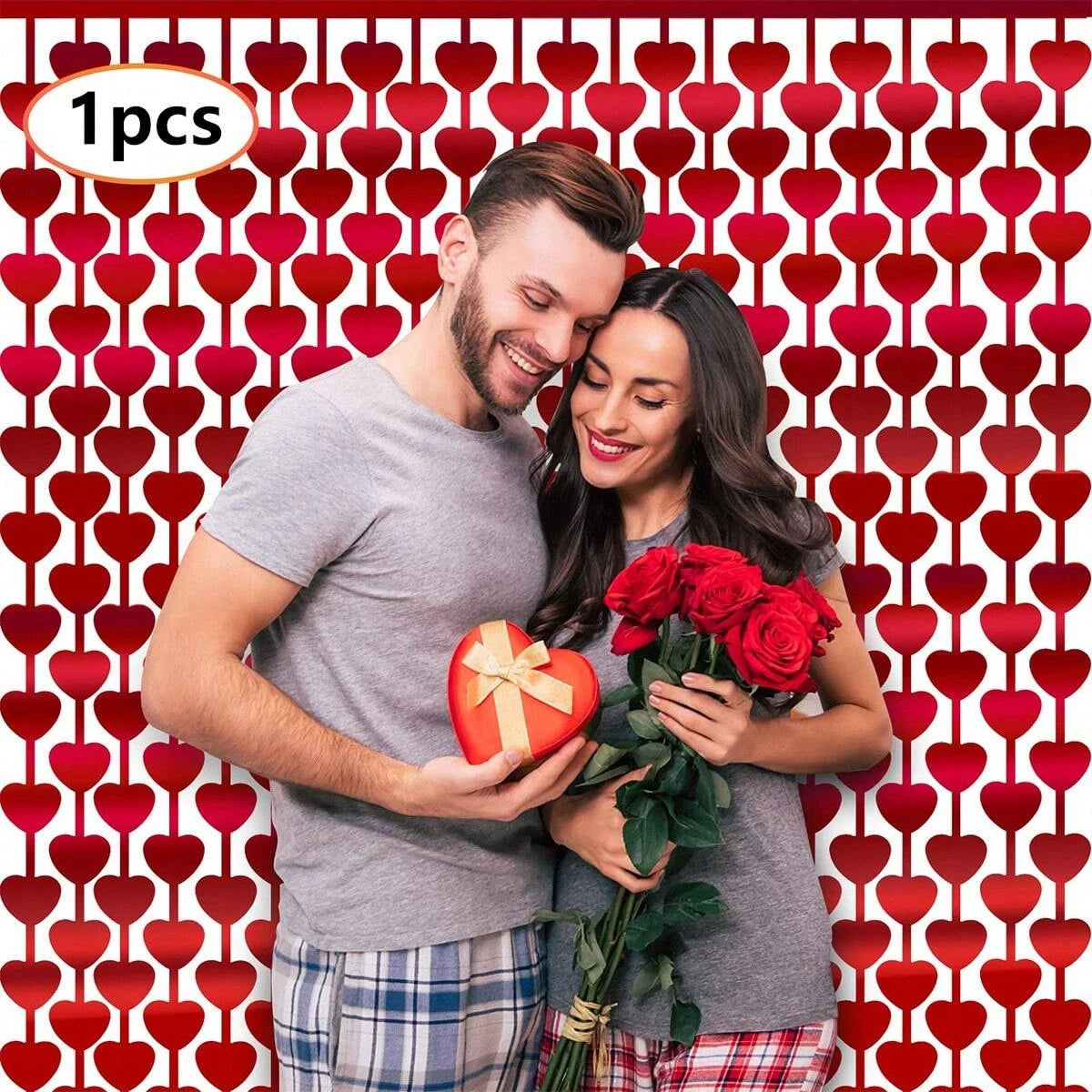 2-Pack Red Heart Tassel Curtain Decoration – Party Background Decor for Weddings, Engagements, Birthdays & Celebrations