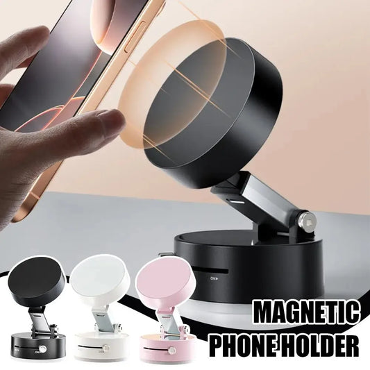Vacuum Adsorption Magnetic Suction Cup Phone Mount – Double-Sided, Hands-Free Magnetic Cell Phone Holder for Car, Gym, Mirror, and Smooth Surfaces
