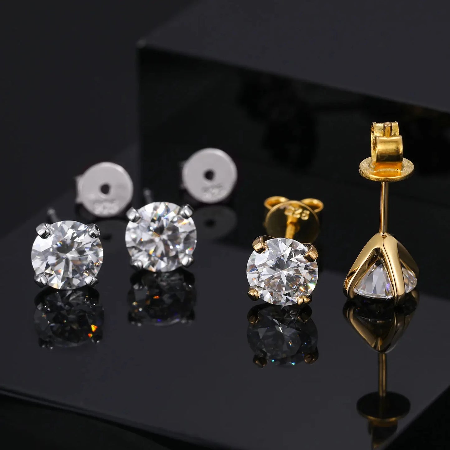 Moissanite Stud Earrings – S925 Sterling Silver Unisex Studs (1–2 CT Options)