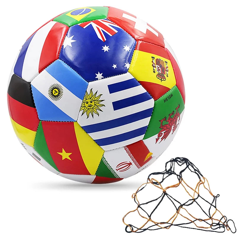 Official Size 5 Flag Print Soccer Ball – Durable PVC Football for Training, Match Play & Outdoor Games